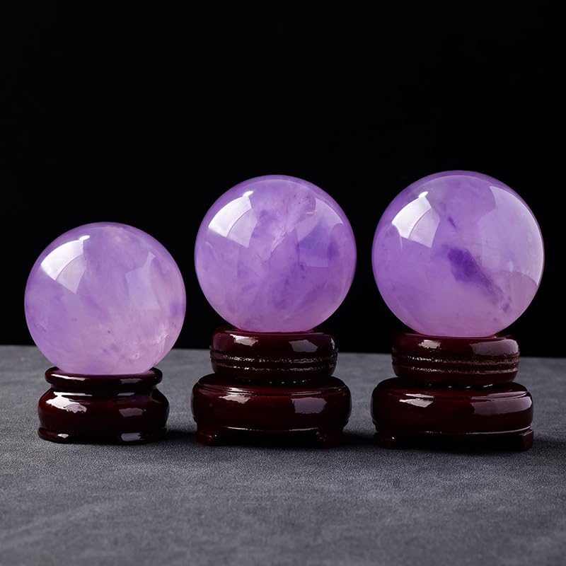 NIBHZ Bola De Amatista De Guardián Natural, Piedra Preciosa En Bruto, Regalos Artesanales Pulidos, Esfera De Piedra De Cristal De Cuarzo Púrpura, Decoración del Hogar,Púrpura,65~70mm