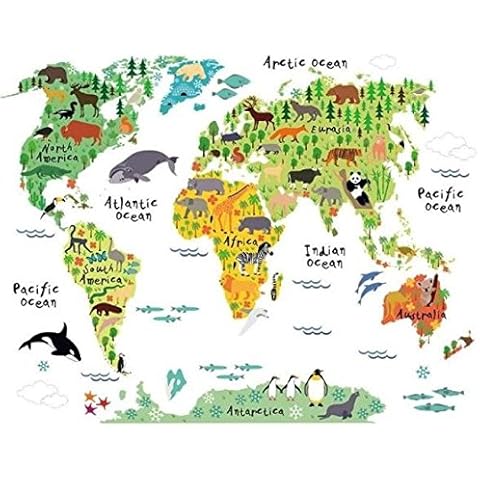 HALLOBO® - Adhesivo de Pared XXL, diseño de mapamundi Infantil Cover