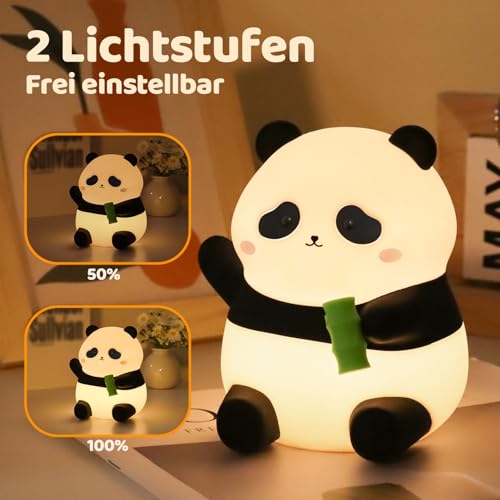 Image of Rytinazzz Silicone Night Light for Kids, 50H Long Battery Panda Lamp, Gift for Kids, Soft Dimmable Bedside Light, Rechargeable Tap Control