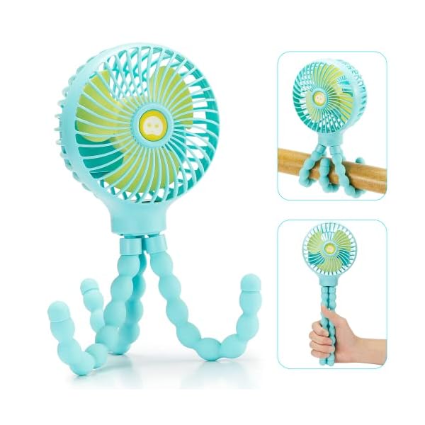 snawowo Mini-Ventilator, tragbar, für Baby-Kinderwagen, Autositzventilator, mit flexiblem Stativ-Fixierung am…