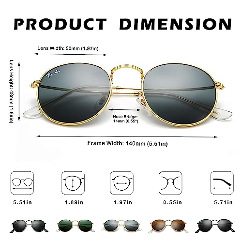 Pro Acme Round Sunglasses Glass Lens Metal Frame Retro Circle Sun Glasses for Women Men3