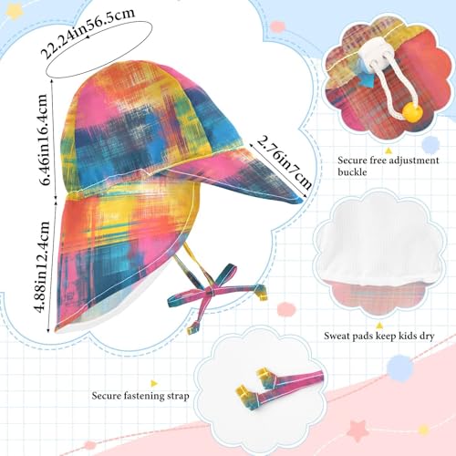 Toddler Baby Beach Hat Toddler Boy Beach Unique Baby Girls' UPF 50 Adjustable Travel Essentials Tie Dye Plaid Abstract Multicolor4