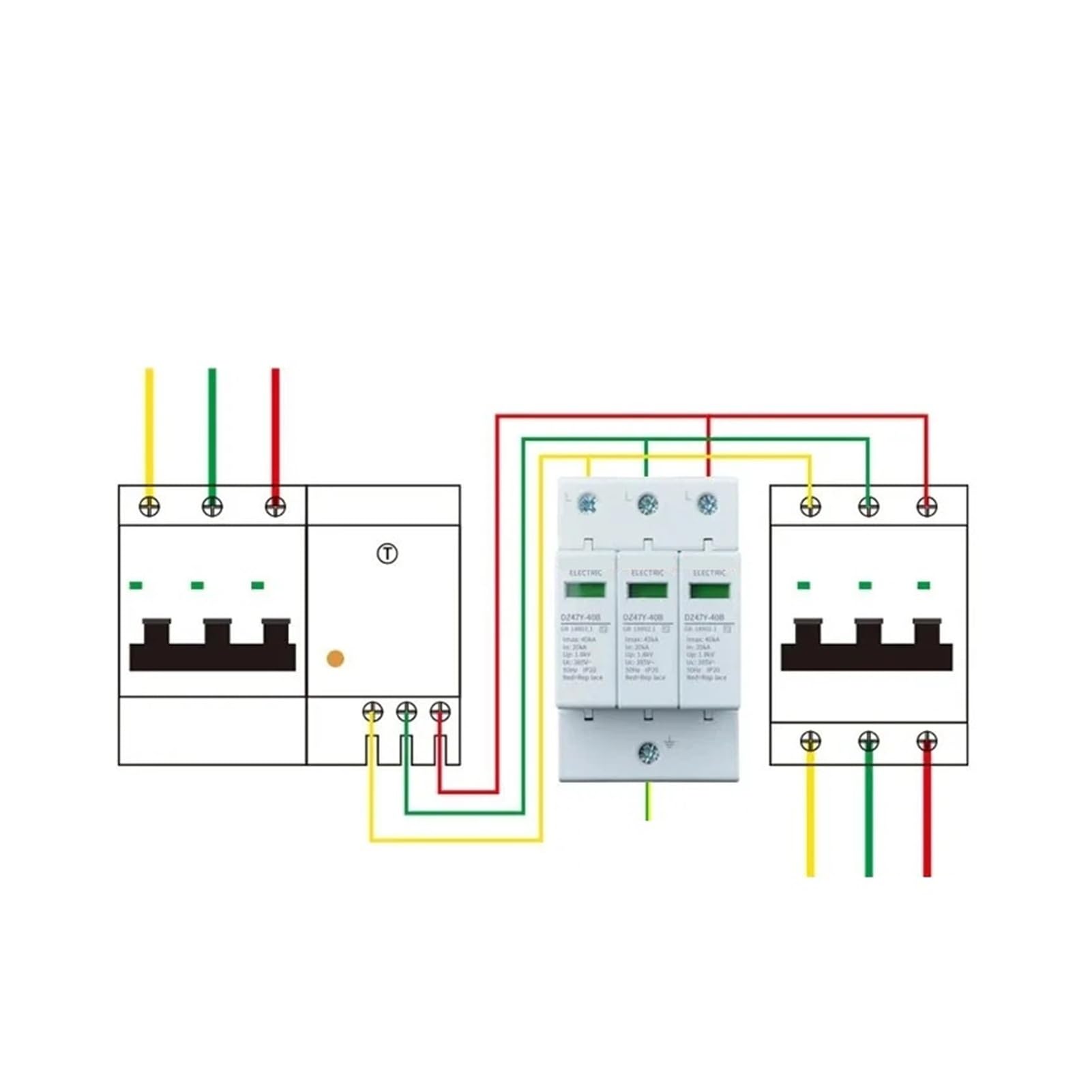 Pararrayos Trifásico de Cuatro Hilos 2P3P4P | Protector de energía industrial T2 Monitoreo del hogar Desconexión de relámpagos 220v(4P-80KA)