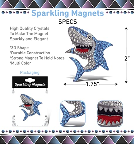 Imán decorativo tiburón brillante para nevera 2 pulgadas miniatura 3