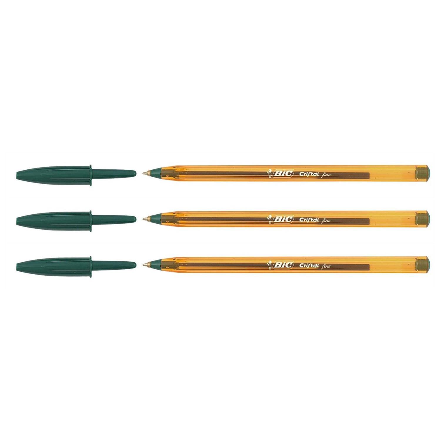 BIC - Bolígrafo de cristal fino, 3 unidades, color verde