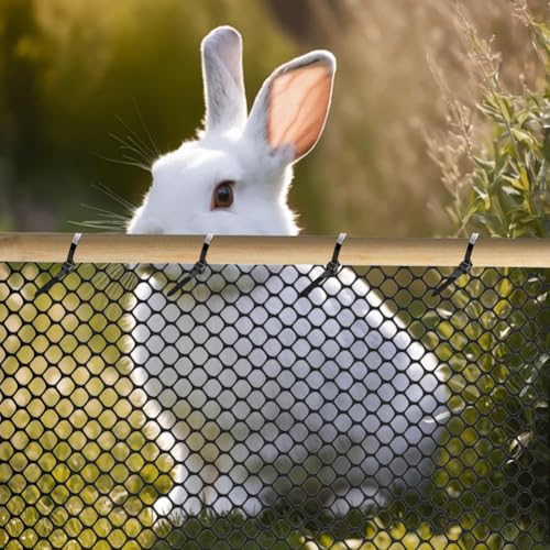 Kunststoffgeflecht Kunststoffzaun Geflügelzaun Hühnerdraht Kaninchendraht Sechseckgeflecht 0,4m x 6m mit 100 Kabelbindern, Schutznetz Zuchtnetz für Garten, Balkon Hof (Schwarz, Löcher: 1,8 cm)
