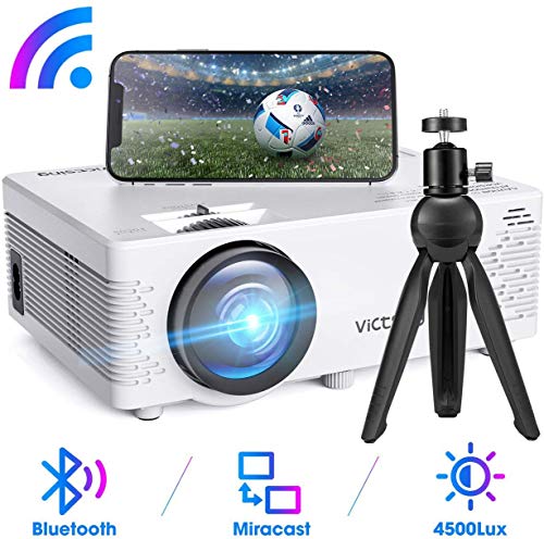 VicTsing Vidéoprojecteur WiFi 720P, Fonction de Bluetooth et Synchronisation d'écran, Projecteur Portable Hi-FI Stéréo Sonore, Rétroprojecteur Home Cinéma Compatible avec la clé TV, PC, HDMI/SD/USB