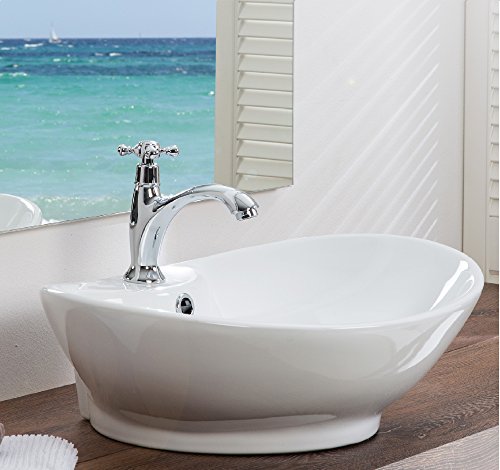 Preisvergleich Produktbild KERAMIK WASCHSCHALE OVAL AUFSATZ WASCHBECKEN WASCHTISCH WASCHPLATZ NEU