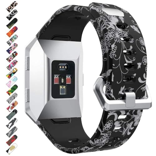 CharmingElf bandas para Fitbit Ionic, banda de repuesto de silicona para mujeres y hombres, accesorios magnéticos pequeños y grandes para reloj inteligente iónico, 6.7'-8.1'(in), A09 Camuflaje Blanco