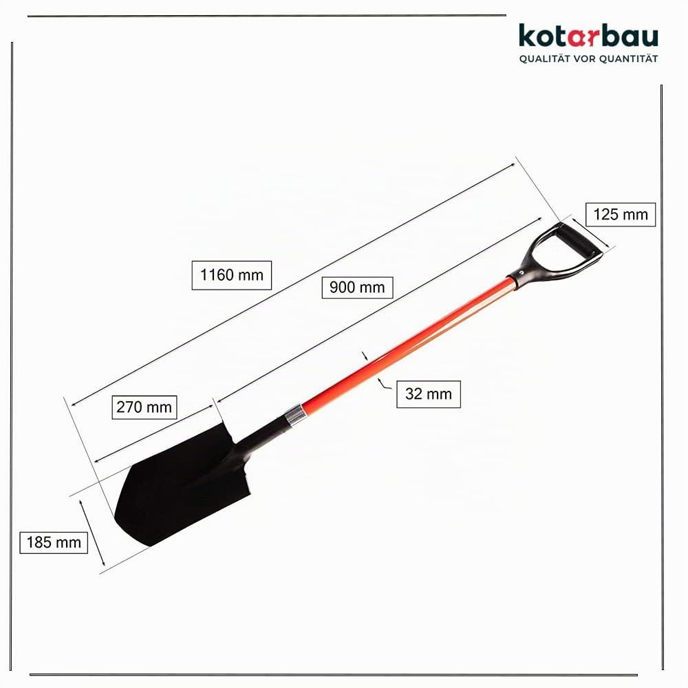 KOTARBAU® Bêche de jardinier 115 cm avec manche en fibre de verre pour travaux de jardinage et transplantation