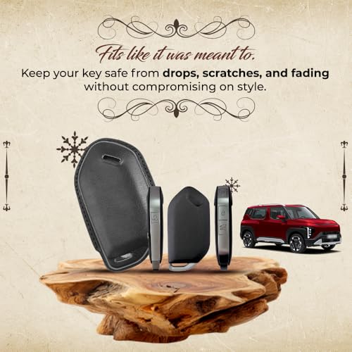 Image of keyzone dual leather key cover compatible for Kia Syros, EV6, EV9 smart key