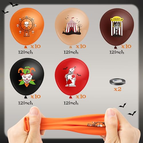 K1Tpde K1-BALLOON-HALLOWEEN 50P Halloween Evil Circus Balloons - 50Pcs Halloween Ghost Bat Balloon For Kids Carnival Clown Balloon Set Decoration For Baby Shower Happy Halloween Circus Party Decoration Birthday Party Supplies thumb #1