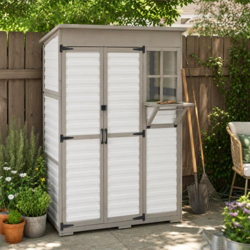 Large Outdoor Storage Cabinet with Dual-Zone Storage, Weatherproof