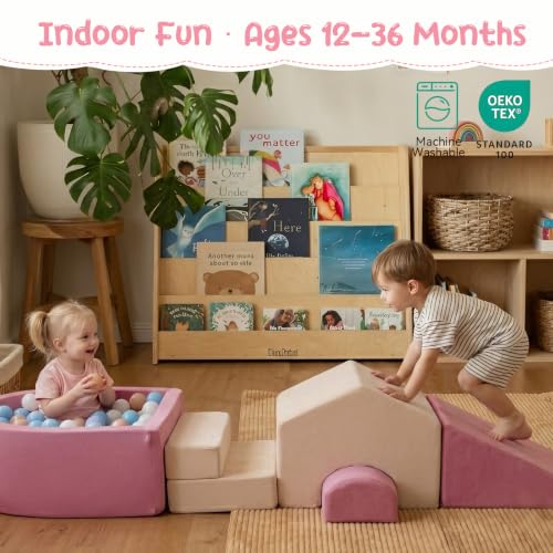 Image of STAOLENE Soft Foam Climbing Blocks with Ball Pit(No Balls) | Indoor Playground Climbing Toys for Toddler 1-3, Ideal Gift for Crawling & Sliding, Machine-washable Covers