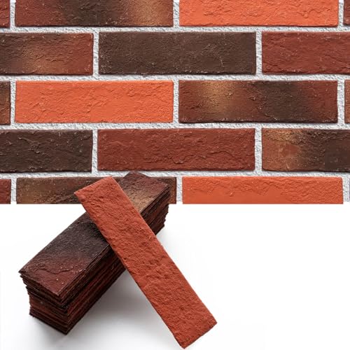 Holydecot 76pcs Red Thin Brick Veneers, Curlable Red Brick Tiles, DIY Accent Walls for Kitchen Backsplash, Fireplace, Living Room, 10 sq. ft