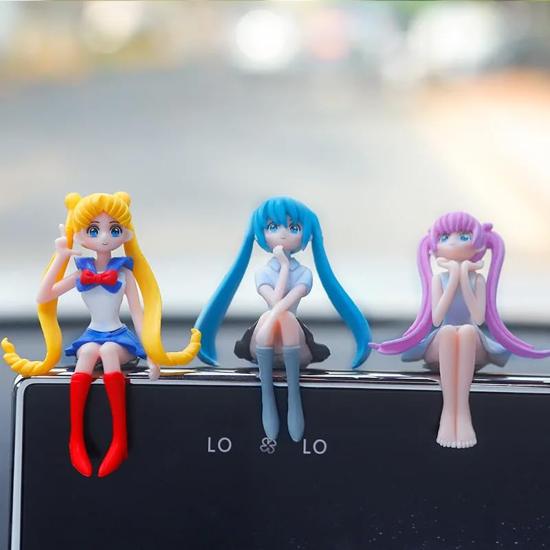 Image of YOURKARTS.COM Mini Showpiece Cute Girl Pack of 6 Mini Figurines | Decorative Set for Car Dashboard, Home Decor or Desk Display | Small Cartoon Statues | car Accessories