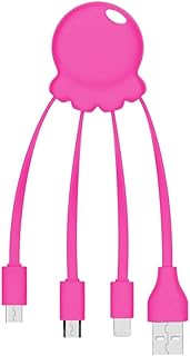 Xoopar Octopus - Adaptador USB multi conector con orificio para llavero, color rosa