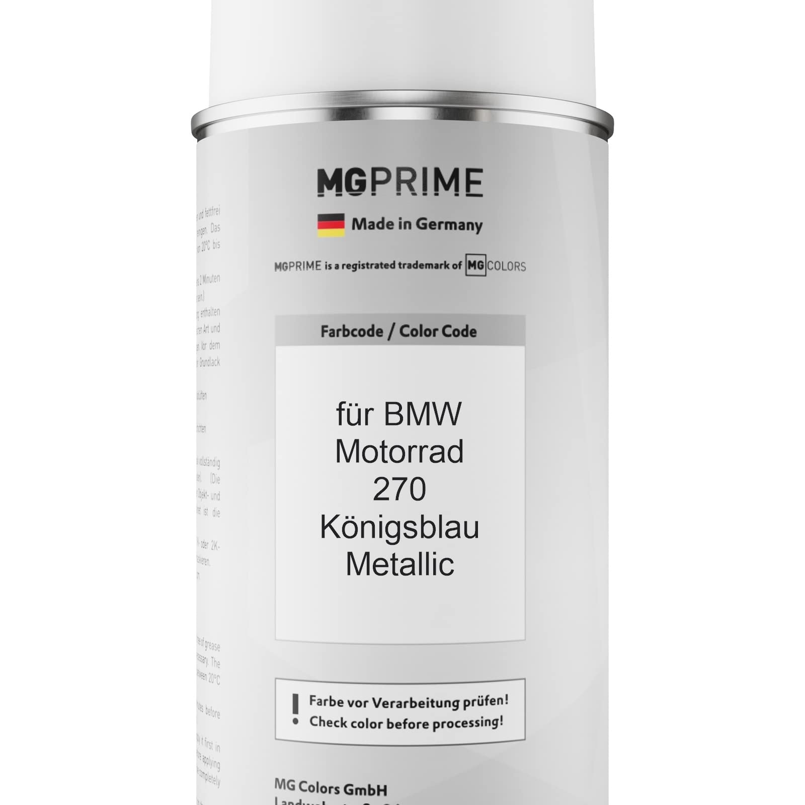 MG PRIME Lakier motocyklowy w sprayu do BMW Motorrad 270 Königsblau Me. +2K