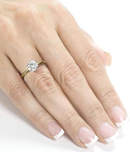 AARK & CO 2.00Ct Round Cut Lab Created Diamond Solitaire Woman's Six Prong Engagement Ring 14K Yellow Gold Finish 925 Sterling Silver Ring4