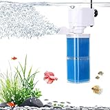 Fishnanny 4-in-1 Fish Tank Filter Pump - Multi Stage Filtration, Whisper-Quiet Internal Aquarium Filter with Adjustable Flow Rate, Oxygenation & Wavemaker, Reusable Filter-Sponges for Fresh/Salt Tank