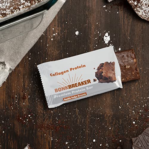 Bonk Breaker Collagen Protein Premium Protein Bar Gluten-Free, 15G Protein, Double Fudge Brownie Flavor, 51G Bar (12 Pack) #TOP4
