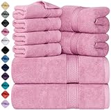 Utopia Towels - 8 teilig Handtücher Set aus Baumwolle mit Aufhänger - 2 Badetuch, 2 Handtücher und 4 Washclappen - (Rosa)