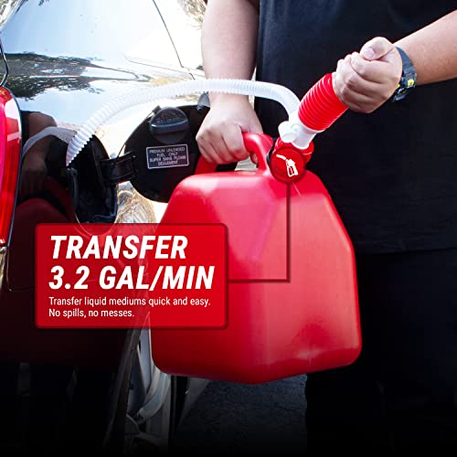 Manual Hand Held Fuel Transfer 3.2 Gallons Per Minute Bendable Hose Siphon Pumps Multi Color | 2 Pack #TOP2