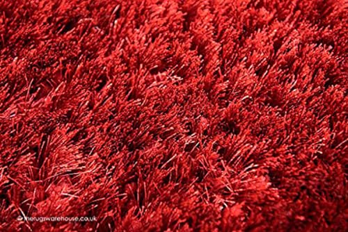 Image of FIASCO Polyester Shaggy Bedside Runner, Soft Indoor Modern Shaggy, Soft Rugs for- Living Room, Dinning Room, Office, Bedroom & Hallway Carpet Rugs Size 5X8 Red