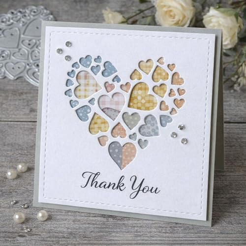 TESGADGETS Stanzformen - Metall Herzrahmen & Hohlherz-Schablonen für Hochzeiten - Für DIY Scrapbooking, Fotodekoration, Prägepapier & Kartenherstellung