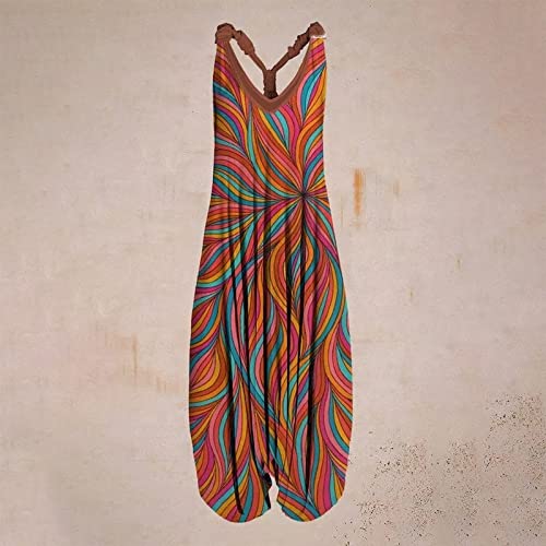 OIOLOYJM Summer Plus Size Boho Overalls for Women 2025 Fashion Jumpsuits Loose Fit Rompers Floral Printed Baggy Harem Pants