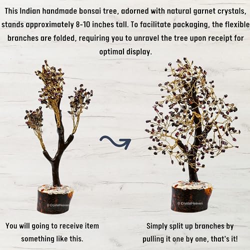 Image of Certified Garnet Crystal Tree for Good Luck - Healing Crystals Money Tree for Wealth, Positive Energy at Home Office - Decorative Spiritual Gifts for Vastu, House Warming