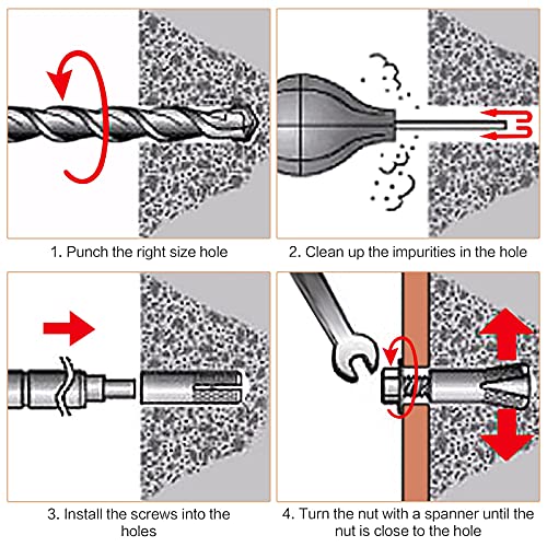 Iyowei 15 Stück schwerlastanker M8 x 60mm Keilanker Schwerlastanker Edelstahl 304 Ankerschrauben Sechskant Expansion Schraube Bolzen Schwerlastanker Bolzenanker Sechskant Dehnschraube Madenschrauben