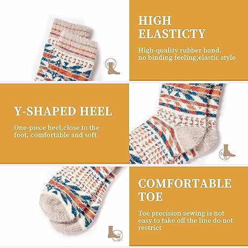 Image of SISOSOCK 5 Pairs Fuzzy Soft Cozy Comfortable Socks for Women, Casual Sleep Comfy Socks, Perfect Warm Winter Gifts for Women