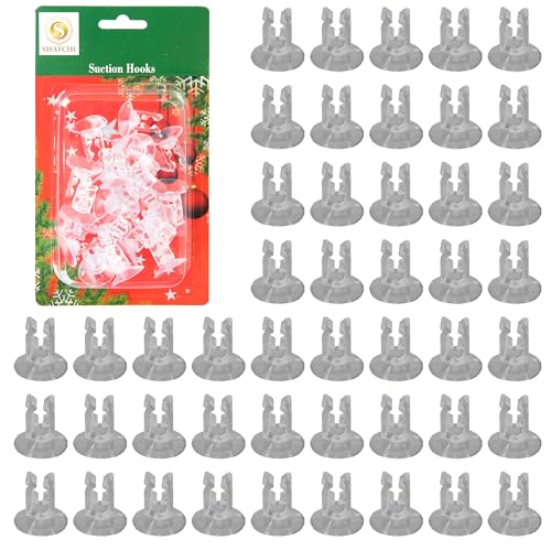 SHATCHI 100 piezas ganchos de succión para ventana clips ventosas para ventana – mini ventosas de 23 mm con ranura para luces de Navidad, decoraciones colgantes navideñas, luces de cuerda