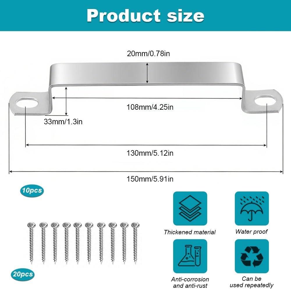 10PCS 304 Stainless Steel Fence Post Security Brackets - Heavy Duty U-Shaped Stabilisers to Silence Wobbly Fencing (Silver) - Image 2