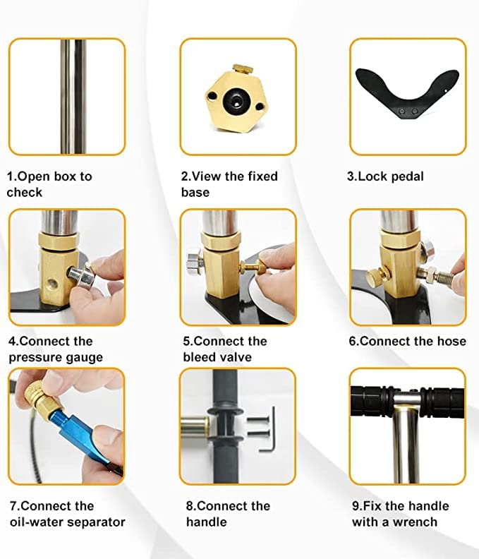 Pompa Manuale Alta Pressione 3 Stadi 4500PSI - Per Fucili PCP, Pneumatici E Gonfiabili - Foto 6