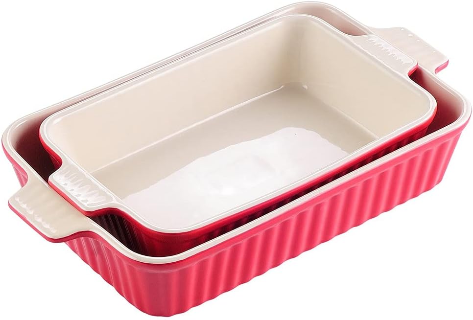 Oval Baking Dish Set of 2(12"/13.3") Oven to Table Baking Pan with Ceramic Handle Ideal for Lasagne/Pie/Casserole/Tapas (Color : D) (E)