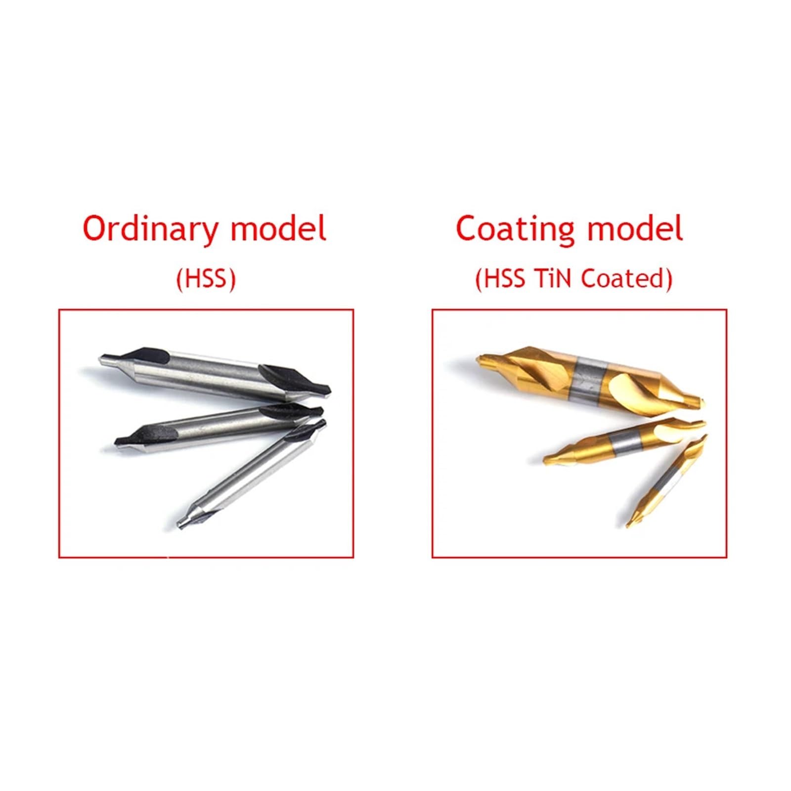 Brocas de centro de acero rápido, Broca central tipo A HSS con revestimiento de TiN, 1,0-6,0 mm, paquete de 5 unidades(HSS,A6.0 (14MM)-5PCS)