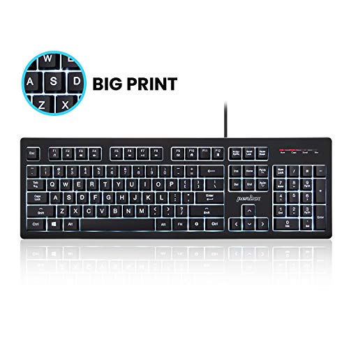 Perixx PERIBOARD-329 Wired USB Backlit Keyboard, Big Print Letter with 7-Color Illuminated LED