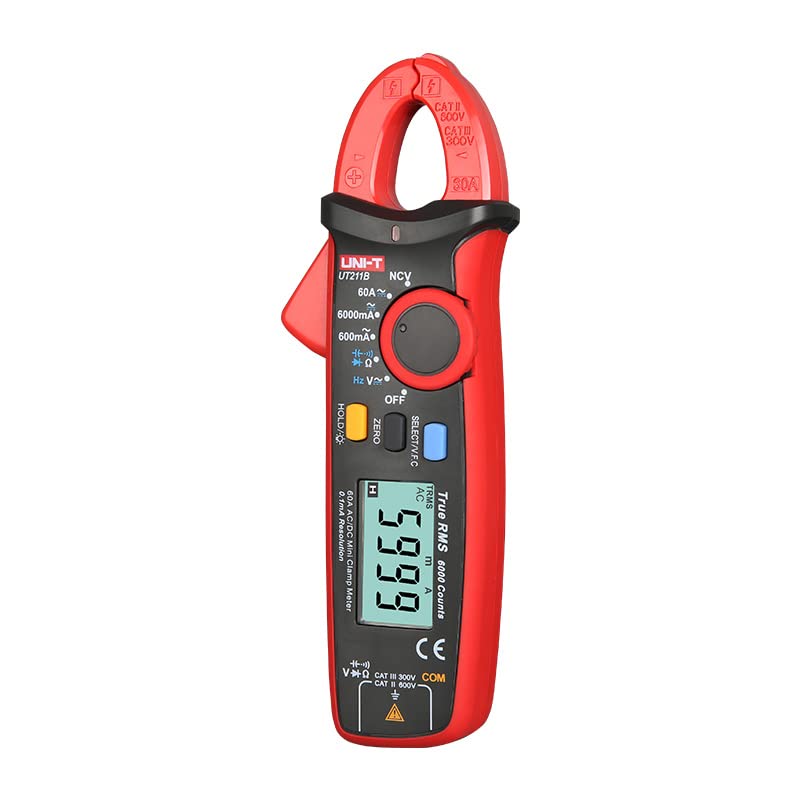 UNI-T UT211B 60A Mini Clamp Meter True RMS Data Retention LCD Backlight VFC Frequency Conversion Function Zero Measurement