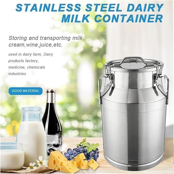 Puszka na mleko ze stali nierdzewnej o pojemności 58 l z silikonową pokrywką - wszechstronne wiadro do produktów mlecznych i wina