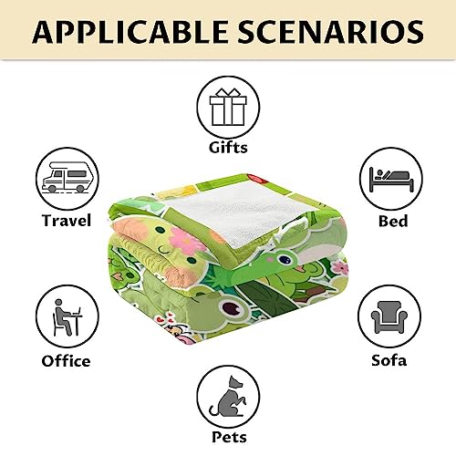 Frog Blanket Gifts - 40x50 Inches Cute Throw for Girls & Boys - Colorful Soft Fuzzy Blankets for Bed, Couch & Living Room