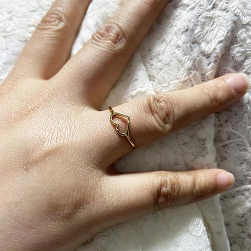 Stainless Steel Simple Cute Love Heart Classical Plain Stacking Band Statement Wedding Promise Ring For Women3