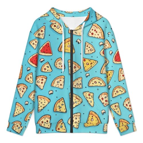 Pizza Slice Men's Hoodies with Zipper Lightweight Long Sleeve Casual Sweatshirts3