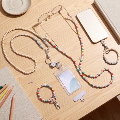 Whimsibelle 4 Set Teacher Lanyards for ID Badges Wooden Beaded Lanyard with ID Holder Retractable Badge Reel Eyeglass Chains Durable Phone Wrist Strap Back to School Gifts for Teachers - Image 7