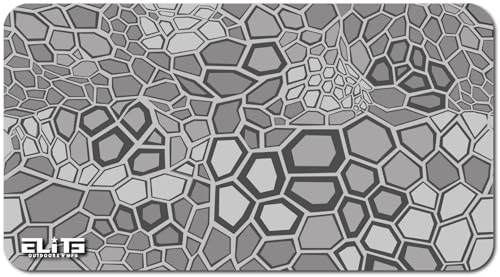 Elite Outdoors MFG | Abstract Snakeskin Gun Cleaning Mat | Geometric Camo Design | Neutral Grey Shades | Made in The USA | Size 12x22 inches