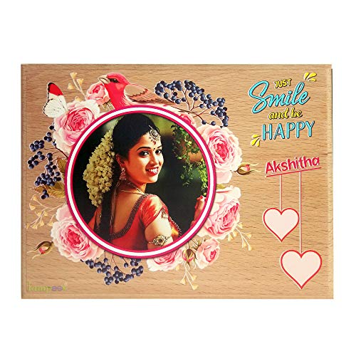 Lampees« Personalised UV Printed Rectangular Wood Photo Plaque Gift For Birthday (8 x 6 Inches, Multicolor)