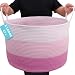 OrganiHaus 3-Toned Cotton Rope Storage Baskets for Laundry and Blankets (Wide (20"x13.3"), 3-Tone Pink