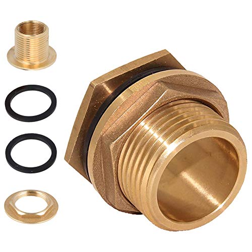 Casquillo de cubo de lluvia de 3/4 de pulgada de latón, DN20 (NPT 3/4 de pulgada) de diámetro 25 mm, para grifo, cubo de lluvia, tanque de agua (2 piezas) Cover