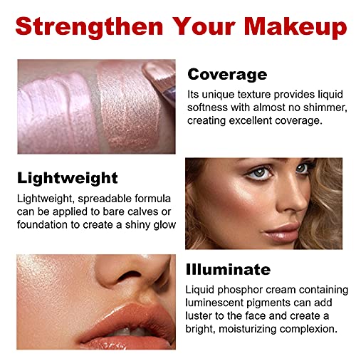 Liquid Highlighter Makeup,Highlighter For Face And Body Makeup Waterproof,Long Lasting Moisturizing Smooth Body Shimmer Glow Liquid Foundation 0.2Fl Oz (Shining Gold) - Thumbnail 3